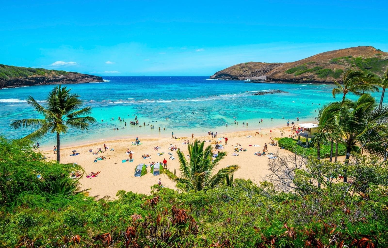 Đảo Hawaii có bãi biển cát trắng mịn, làn nước xanh trong vắt, và cảnh quan hùng vĩ