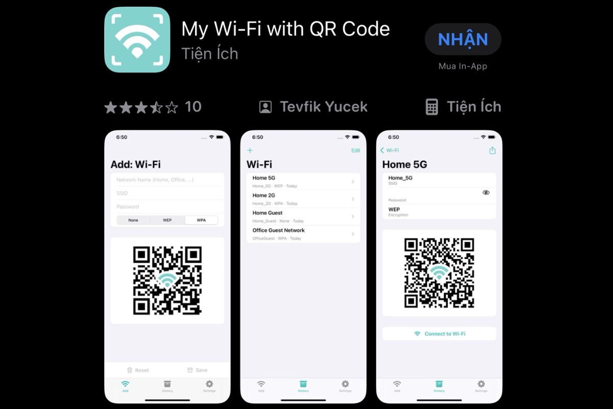 Bạn có thể kết nối wifi một cách dễ dàng với app My Wifi With QR Code