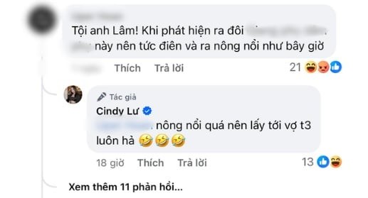 Bình luận của Cindy Lư được cho là nhắc đến việc lấy nhiều vợ của Hoài Lâm.