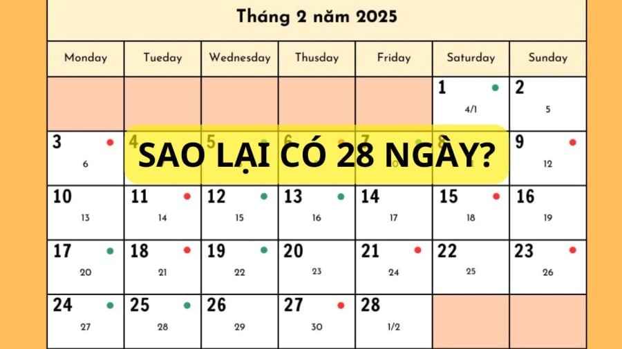 Tháng 2 có 28 ngày gắn liền với yếu tố lịch sử của người làm lịch