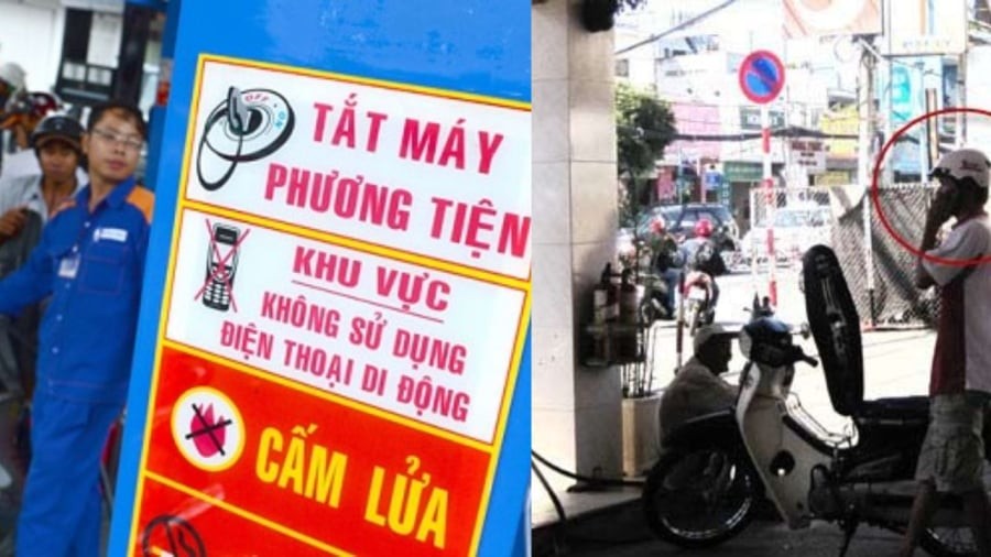 Cấm điện thoại tại cây xăng