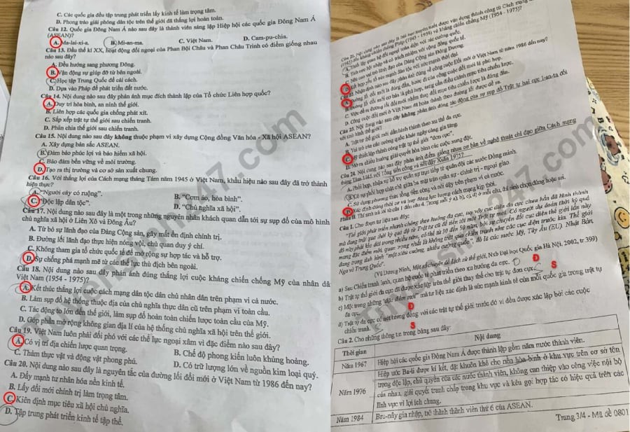 Đề thi khảo sát môn Lịch sử lớp 12 Hà Nội năm 2025, mã đề 0801, trang 3-4.