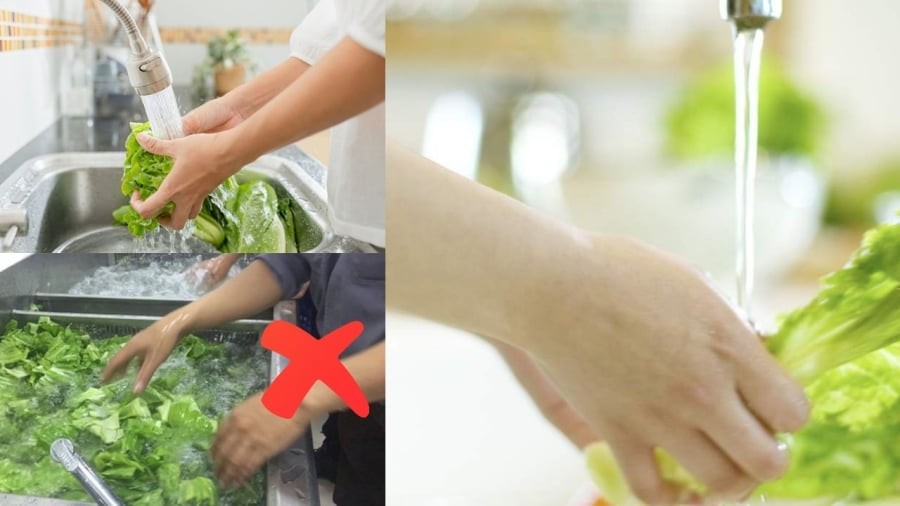 Rửa rau củ dưới vòi nước chảy sạch hơn rửa trong thau chậu