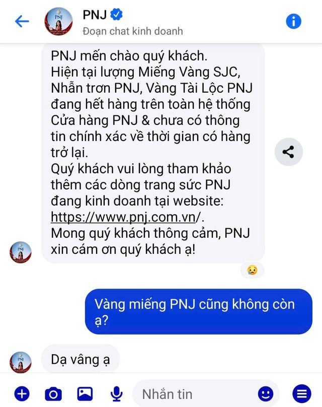 Công ty PNJ thông báo