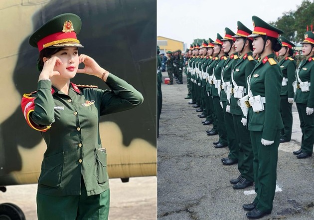 Nguyễn Hương Diễm Quỳnh trong khối nữ Quân y. Ảnh: NVCC.