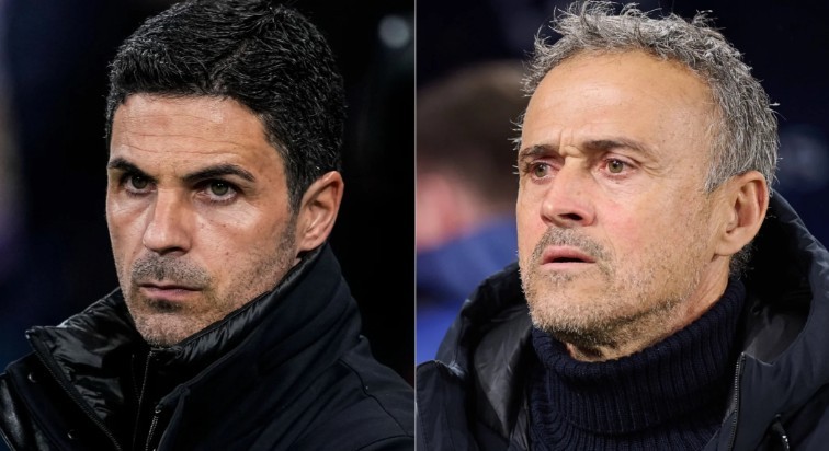 HLV Mikel Arteta và HLV Luis Enrique sẽ có màn đấu trí căng thẳng.