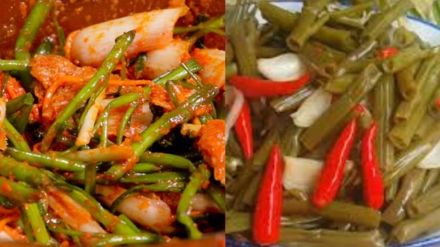 Cọng rau muống có thể chế biến thành món chua ngọt hoặc kim chi rau muống