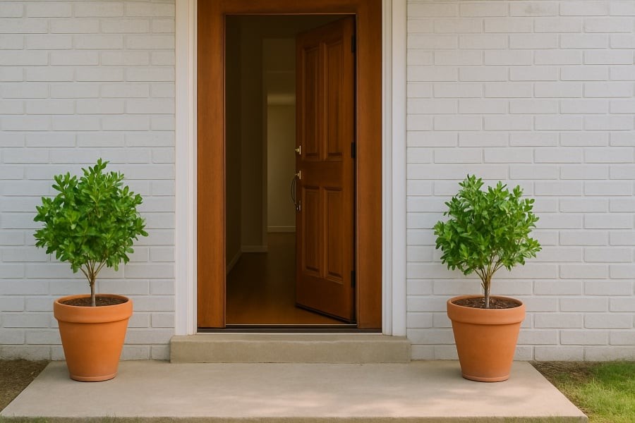Cửa chính sạch sẽ, bố trí hài hoà giúp thu hút vượng khí, mang lại may mắn cho gia chủ