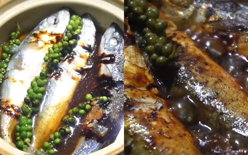 Kho cá nục với tiêu xanh
