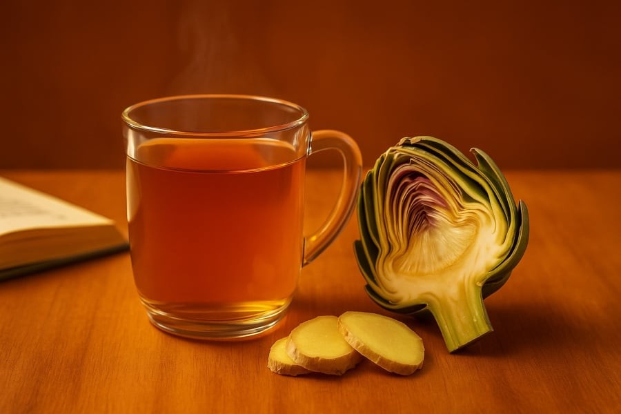 Trà atiso – không chứa caffeine, giúp thanh lọc gan mà vẫn dễ ngủ.