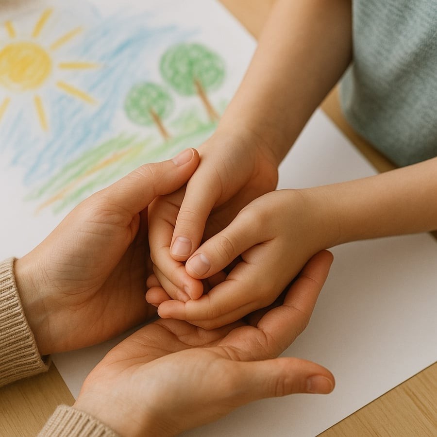 Con giỏi hơn bố mẹ nhiều vào thời đó,’ mẹ nói với con gái khi cùng nhau vẽ tranh. Những lời động viên chân thành giúp con tự tin phát triển tài năng.
