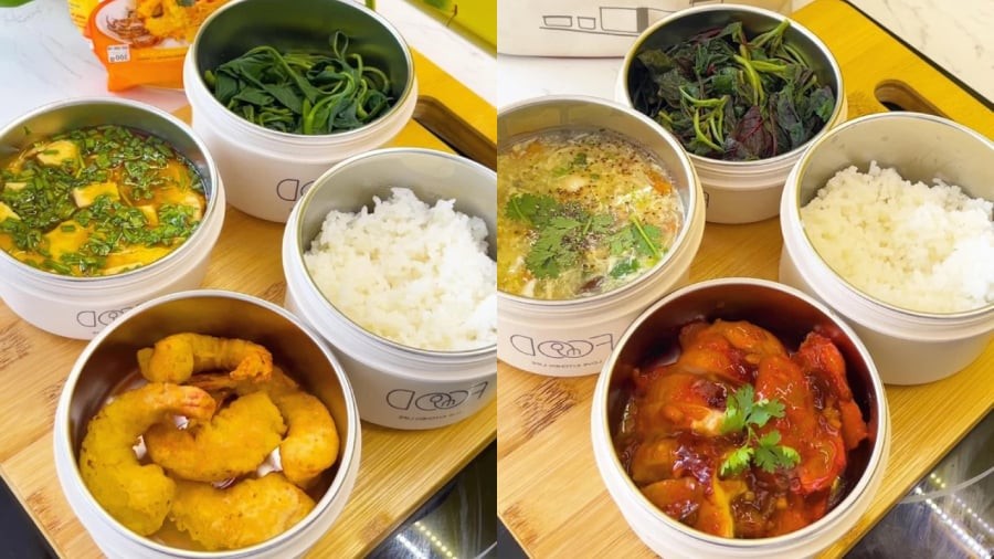 Đổi bữa với món tôm lăn bột, đậu hũ hấp trứng và rau luộc hoặc bữa trưa lạ miệng với súp gà, thịt gà xá xíu, rau luộc.