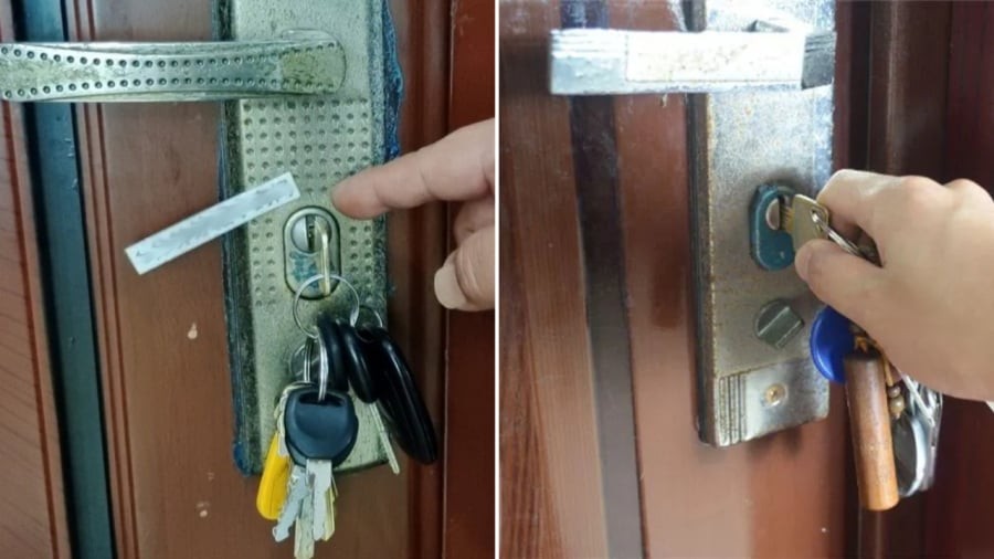 Cắm chìa khóa vào ổ khóa cửa bên trong nhà trước khi đi ngủ được coi là một mẹo giúp bảo vệ bản thân trước những kẻ xấu có ý độ đột nhập vào nhà.