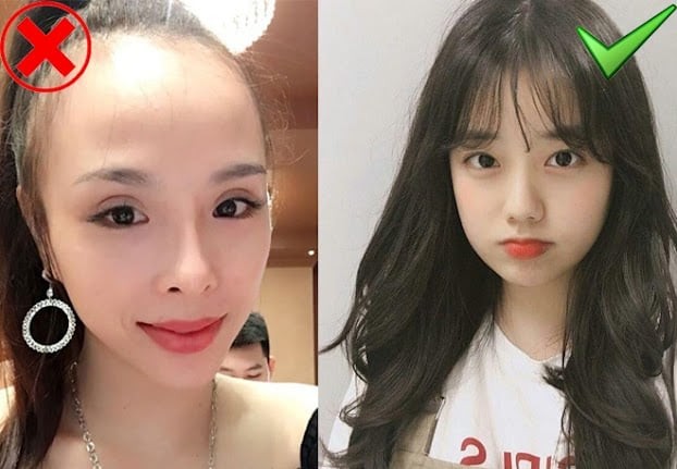 Nếu muốn che bớt phần trán rộng, chị em nên ưu tiên để tóc mái