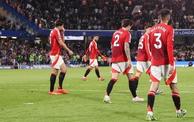 Các cầu thủ United chạy về vị trí của họ sau bàn thắng của Marc Cucurella