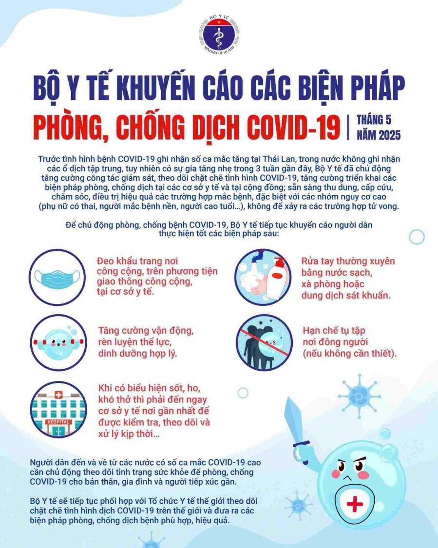 Khuyến cáo của Bộ Y tế chủ động phòng chống lây nhiễm