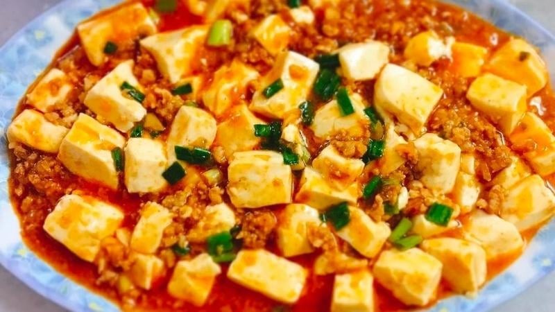 Thành phẩm đậu sốt cay tứ xuyên