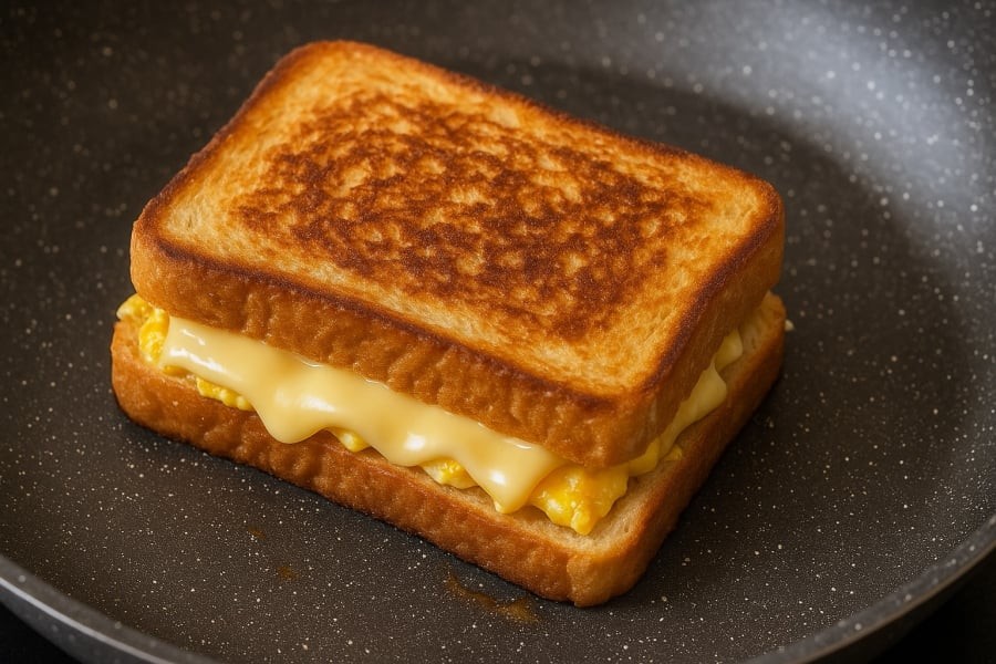 Bánh mì trứng phô mai áp chảo