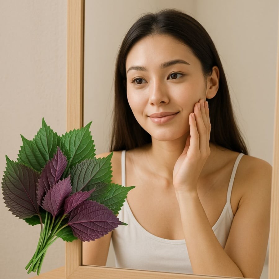 Rau tía tô có thể dùng đắp mặt nạ