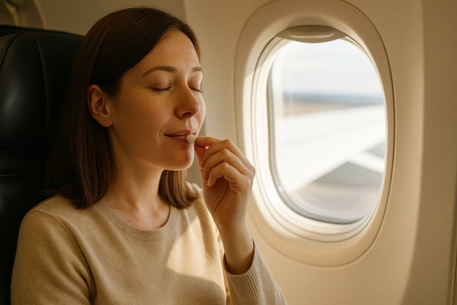 Không gian kín như trên máy bay là nơi virus dễ lây lan – đừng quên bảo vệ cơ thể từ bên trong.