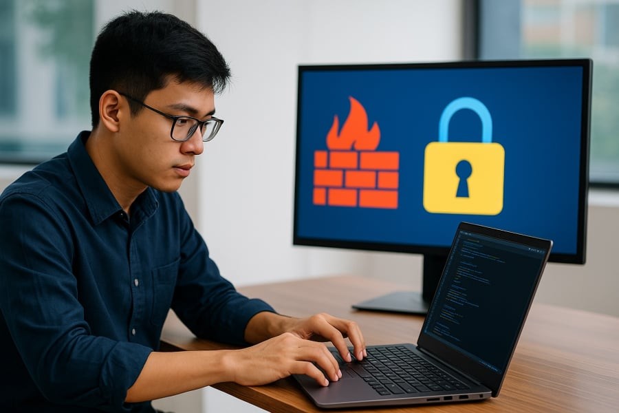 Sinh viên ngành An toàn thông tin được đào tạo thực hành với công nghệ mô phỏng tấn công mạng.