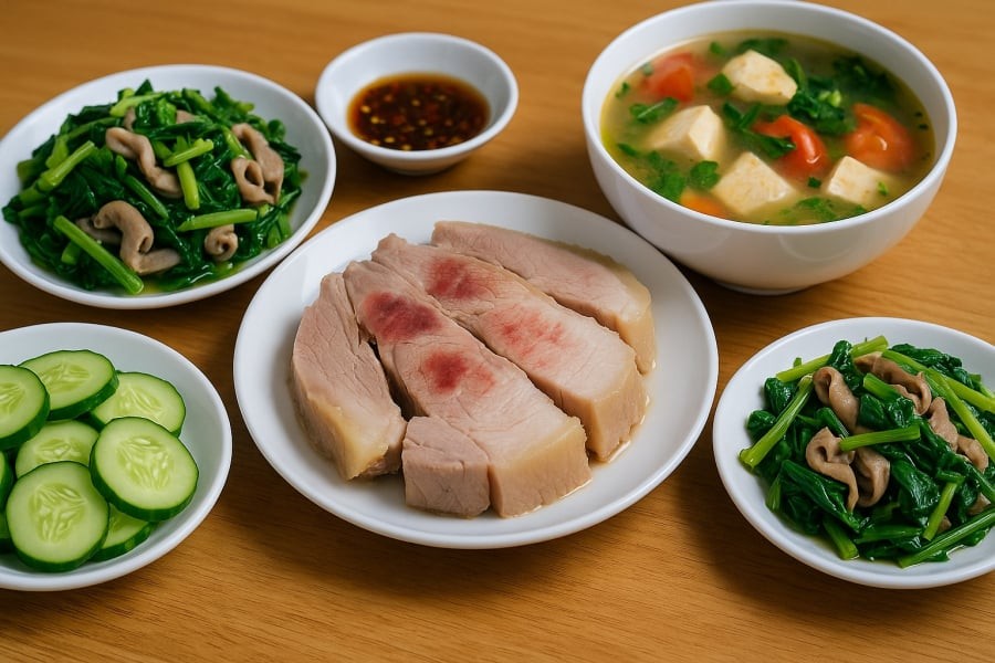 Thịt lợn bệnh có thể gây ngộ độc dù đã nấu chín – đừng để mâm cơm trở thành mối nguy.