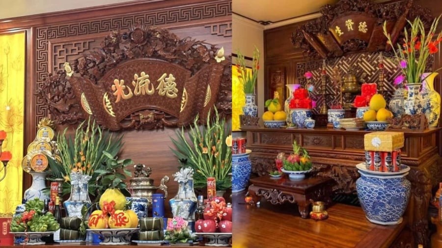 Ban thờ thơm ngát hương trầm, sạch sẽ thơm tho mùi gỗ,đồ thờ cúng báo hiệu trường khí tốt trong gia đình