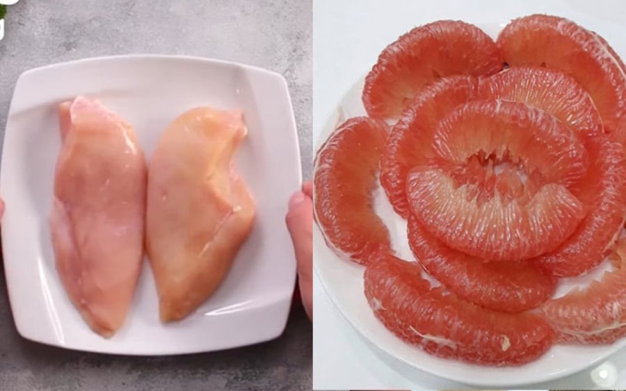 Nguyêb liệu ức gà và bưởi da xanh