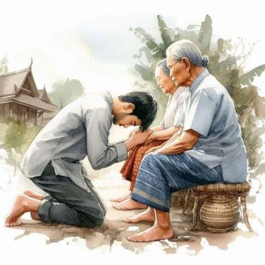 Cách đối xử của con cháu với người già phản ánh phúc phần của gia đình