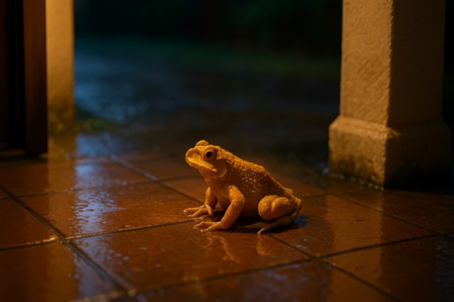 Cóc vàng ghé nhà ban đêm là biểu tượng của tài lộc và thịnh vượng đang tìm đến.