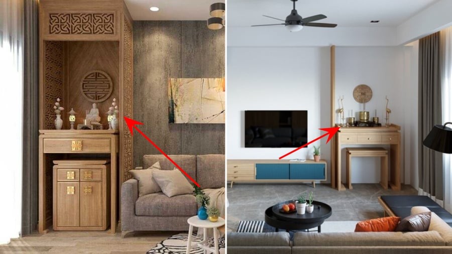 Với nhà chung cư, gia chủ có thể đặt bàn thờ trong phòng khách.