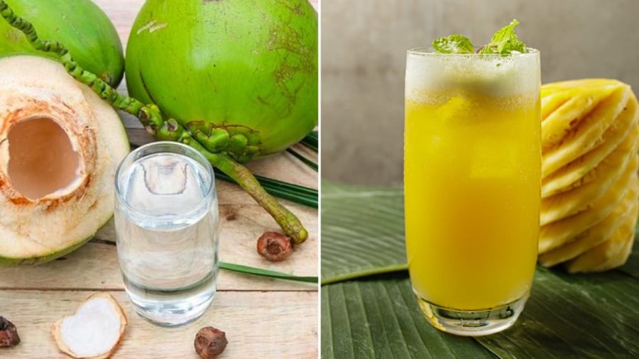 Nước ép dứa, nước dừa là những loại đồ uống có tác dụng hỗ trợ quá trình thải độc thận.