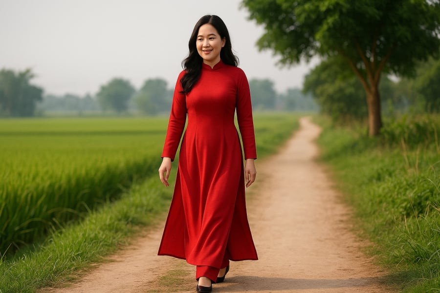 Dáng đi đoan trang, khoan thai toát lên sự tự tin, khí chất của người phụ nữ phúc khí.