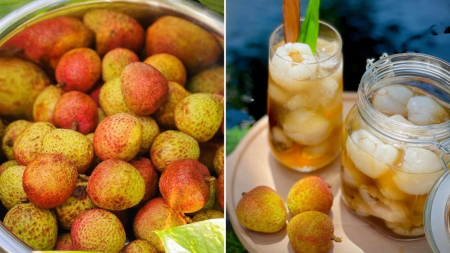 Bạn có thể tranh thủ mùa vải đang rẻ, mua về làm vải ngâm đường. Món này rất thích hợp để pha các loại trà.