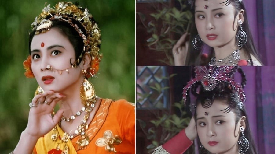 Ngọc Thố Tinh (bên trái) và nhện tinh trong phim truyền hình Tây Du Ký.