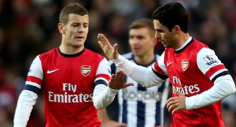 Mikel Arteta và Jack Wilshere lúc còn làm đồng đội tại Arsenal.