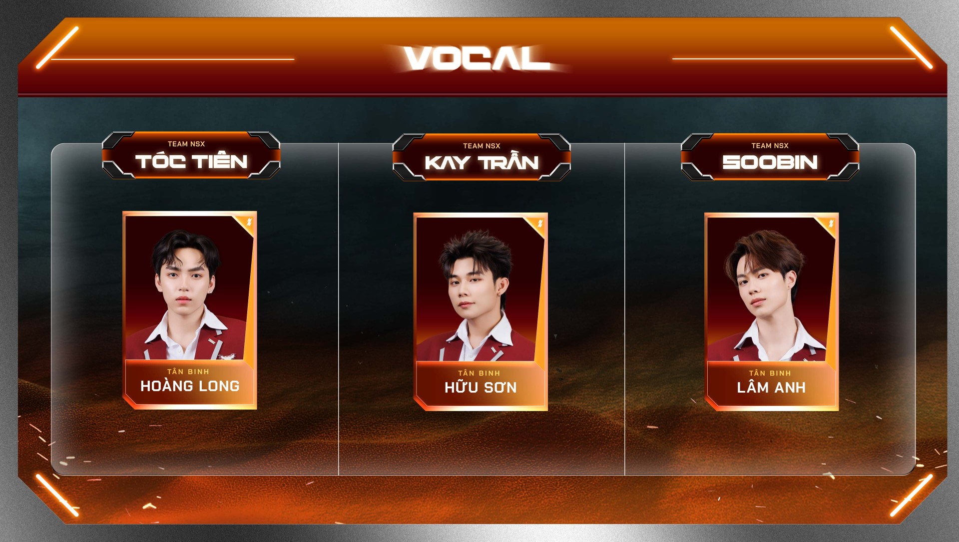 i diện 3 đội bảng đấu Vocal