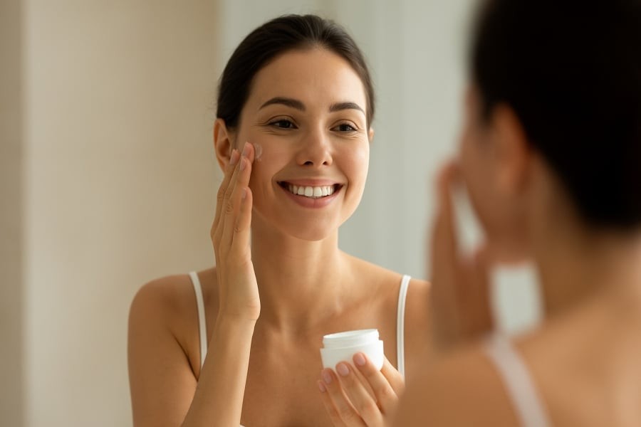 Dưỡng ẩm đều đặn giúp da mềm mại, ngăn ngừa nếp nhăn hình thành sớm.