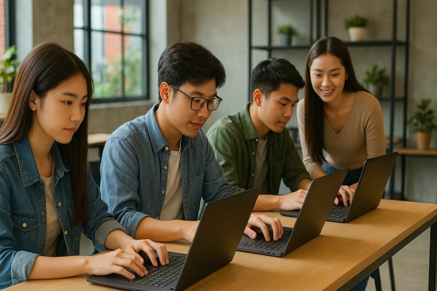 Sinh viên Công nghệ thông tin nỗ lực rèn luyện kỹ năng để đáp ứng nhu cầu tuyển dụng cao.
