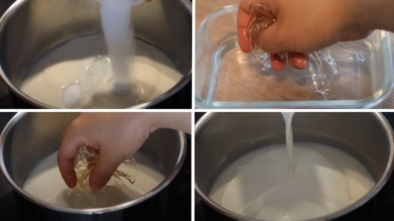 Làm khúc bạch với sữa tươi, đường, gelatin và whipping cream