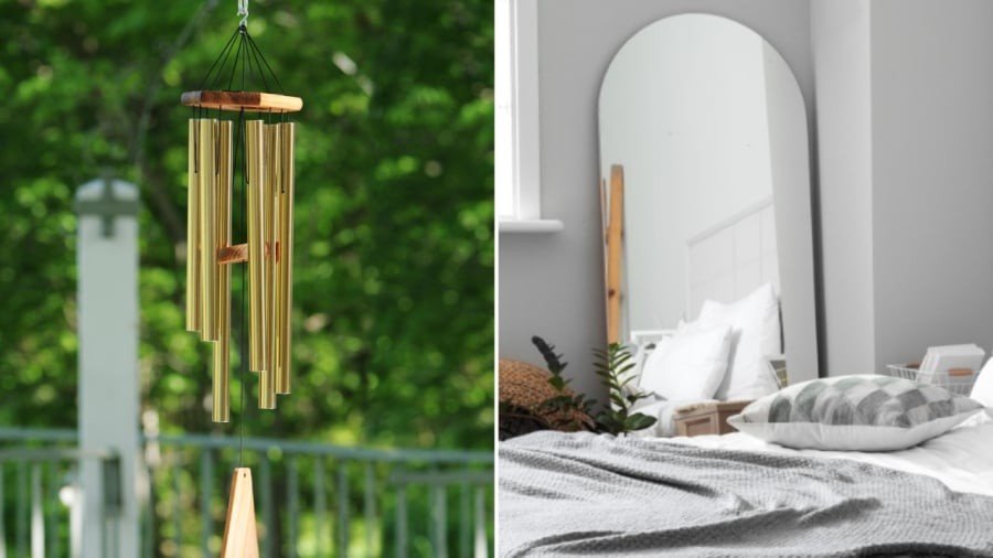 Gia chủ nên tránh các đại kỵ phong thủy phòng ngủ như treo chuông gió ở cửa sổ, để gương đối diện giường.