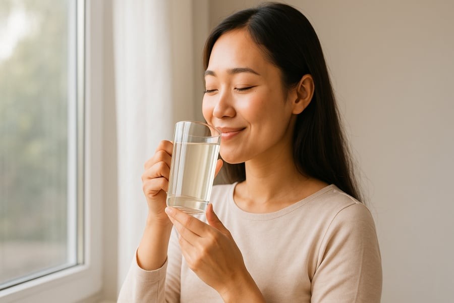 Uống nước ấm vào sáng sớm giúp khởi động cơ thể và tăng cường trao đổi chất.