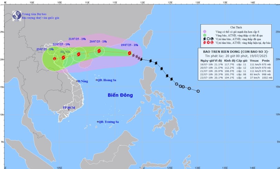 Dự báo hướng đi của bão số 3 - bão Wipha.