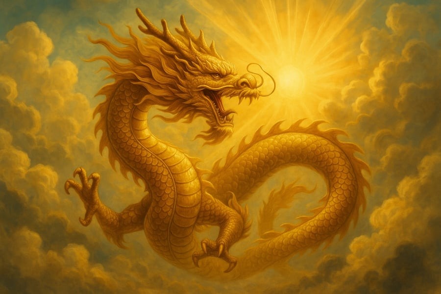 Hình ảnh rồng vàng tượng trưng cho tuổi Thìn – con giáp được Thần Tài ưu ái trong 2 tuần tới.