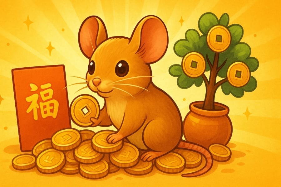 Chú chuột đại diện cho tuổi Tý – con giáp có khả năng tăng thu nhập vượt trội nhờ sự nhạy bén trong thời gian tới.