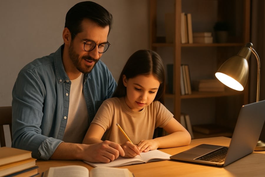 Bố làm nghề chuyên môn cao có thể tạo môi trường học tập lý tưởng, giúp con phát triển trí tuệ từ sớm.