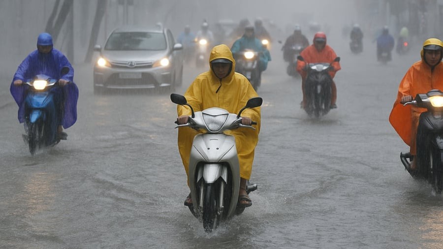 Tại Hà Nội, ba ngày tới được dự báo sẽ có mưa lớn kéo dài, tập trung vào chiều tối và ban đêm