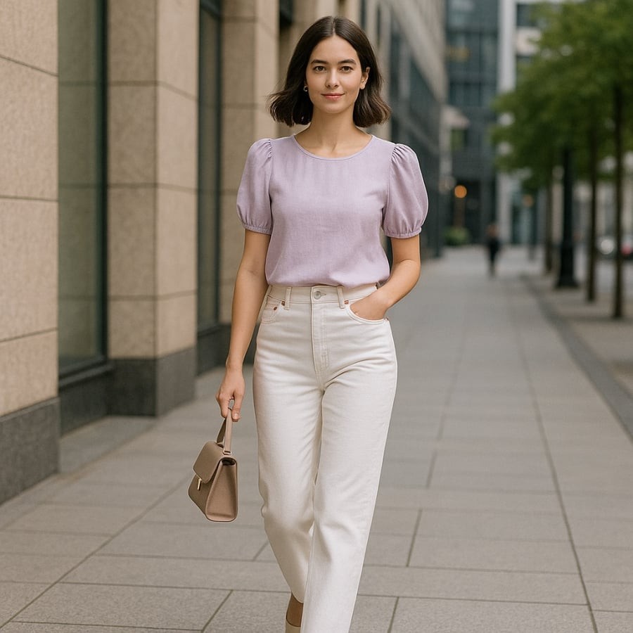 Quần jeans trắng mang lại vẻ nữ tính, thanh lịch và cực kỳ “ăn ảnh”.