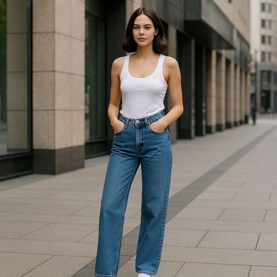 Quần jeans ống suông – lựa chọn tối giản giúp “nâng tầm” phong cách hằng ngày.