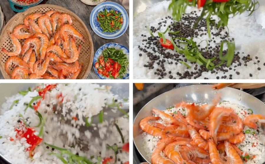 Làm món tôm rang muối hột